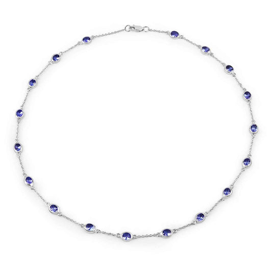 5.94 Carat Genuine Tanzanite .925 Sterling Silver Necklace