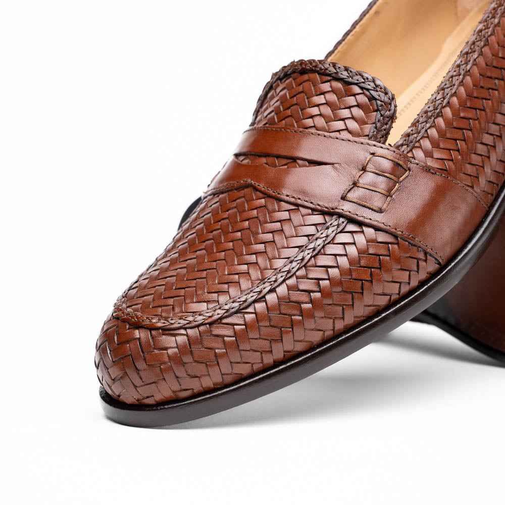15-585-CGN NICOLA Italian Calfskin Basketweave, Cognac