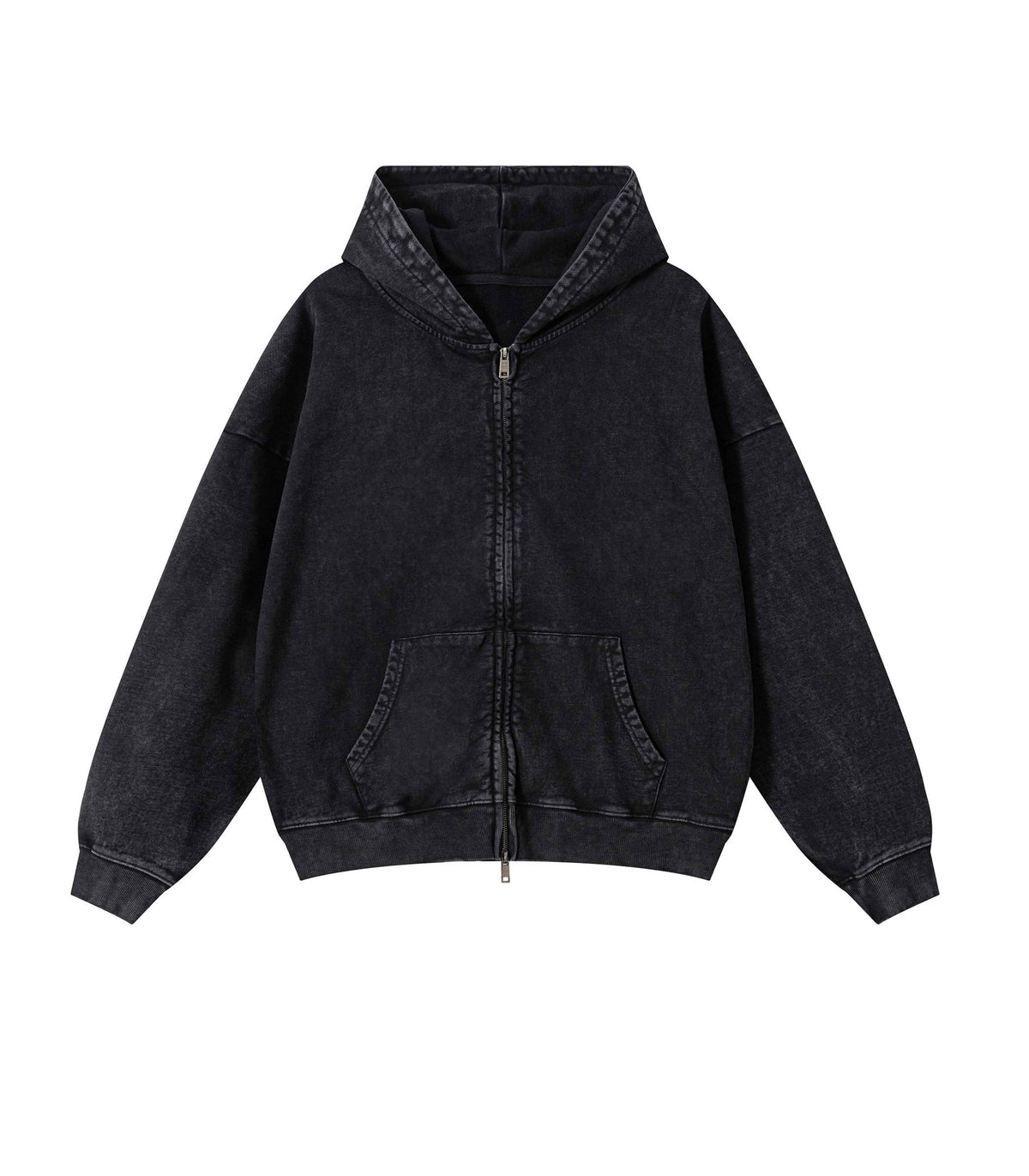 NOIR VINTAGE WASH ZIP HOODIE
