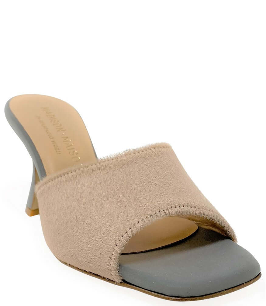 Nude Calf Hair Heel Mule - JUSTLUXURY