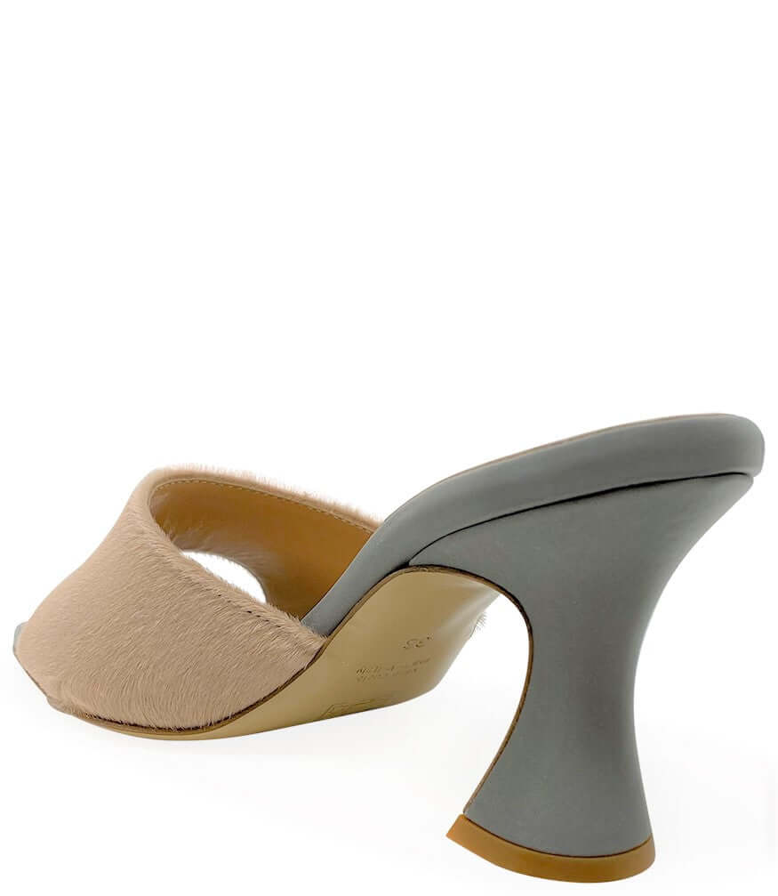 Nude Calf Hair Heel Mule - JUSTLUXURY