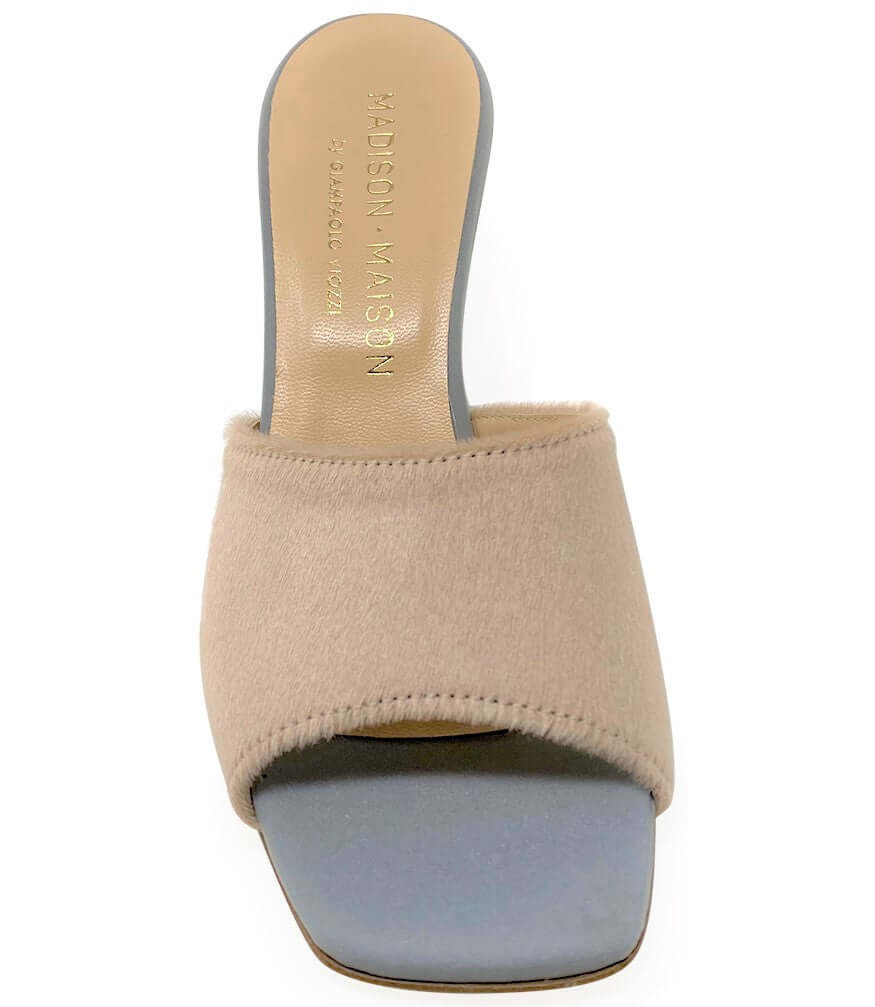 Nude Calf Hair Heel Mule - JUSTLUXURY
