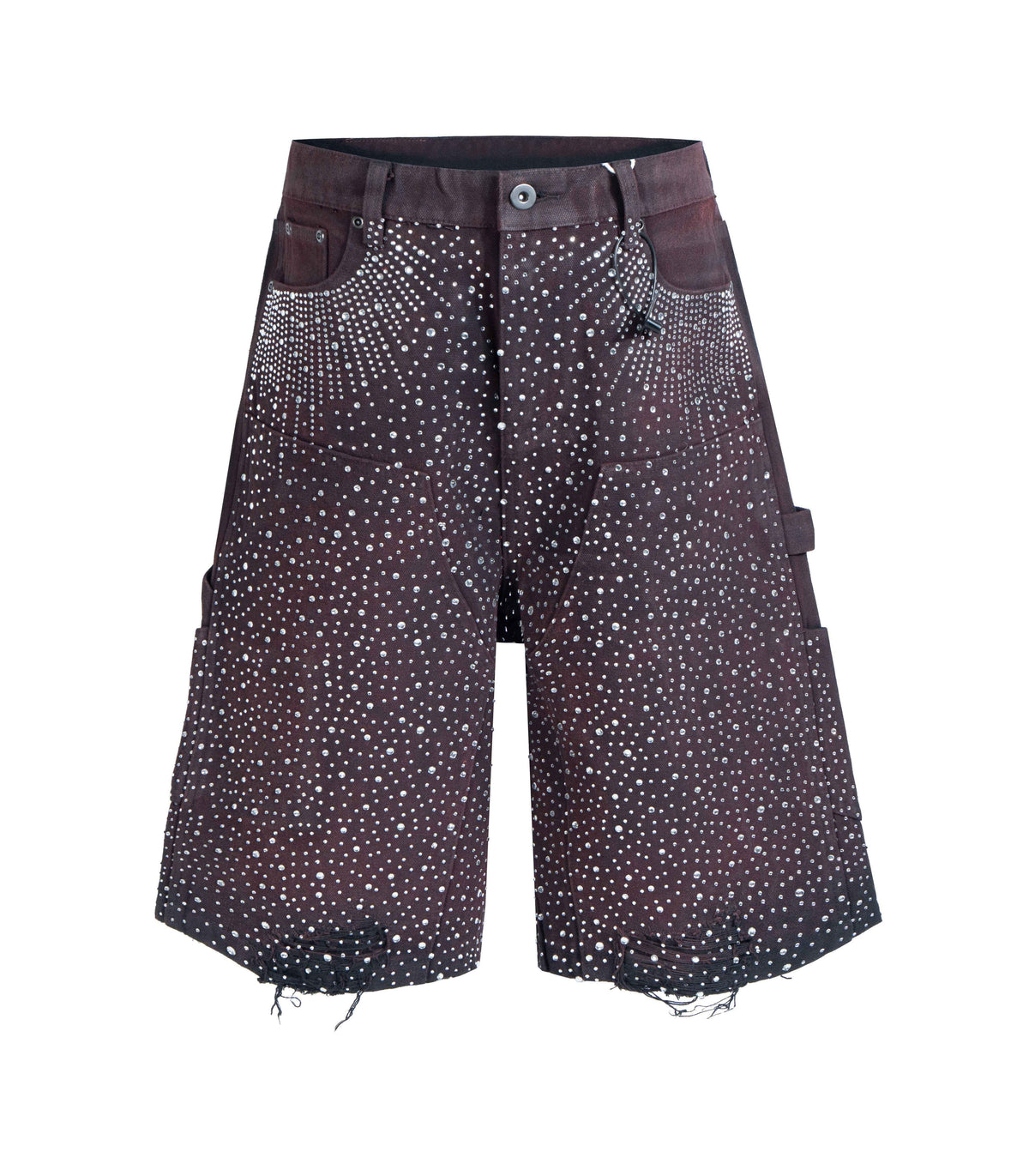 OXBLOOD RHINESTONE SHORTS