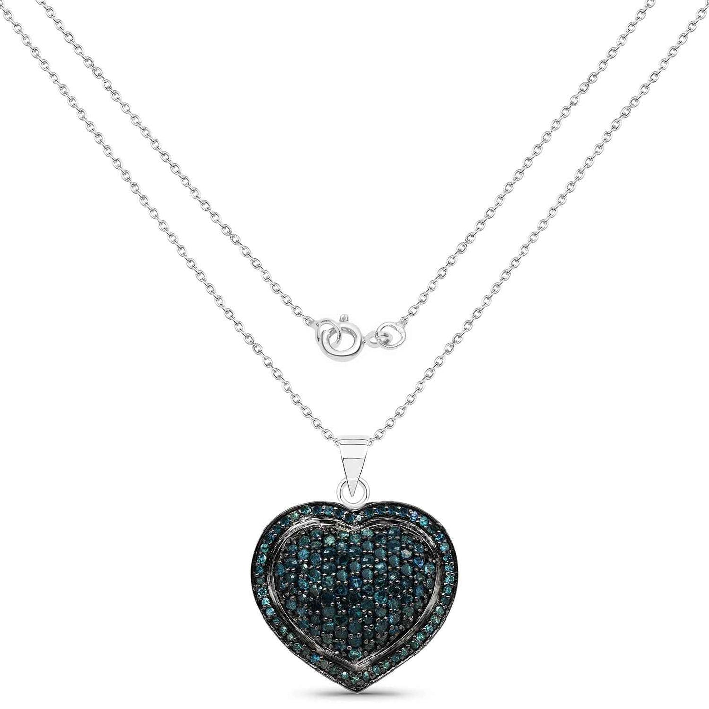 1.25 Carat Genuine Blue Diamond .925 Sterling Silver Pendant