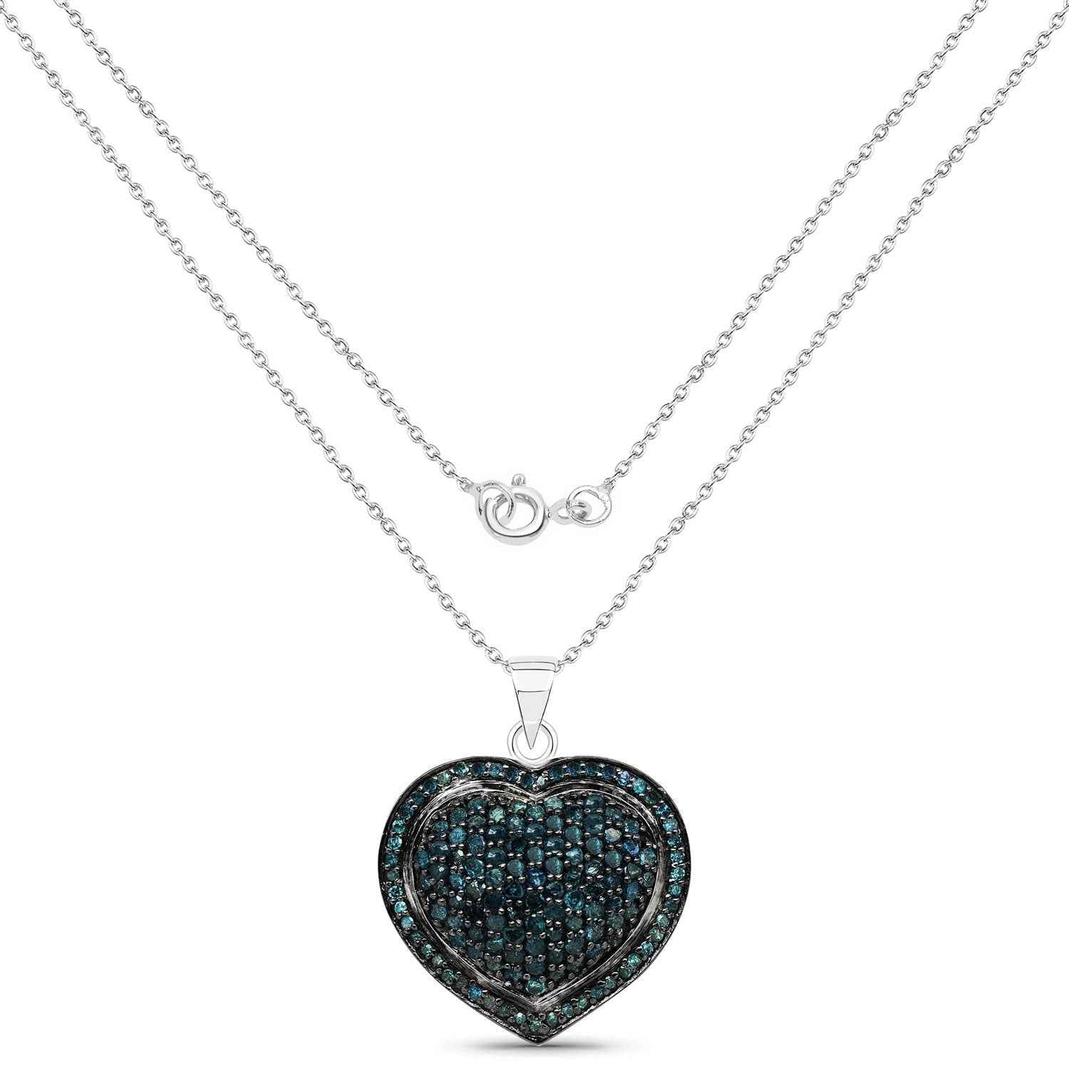 1.25 Carat Genuine Blue Diamond .925 Sterling Silver Pendant