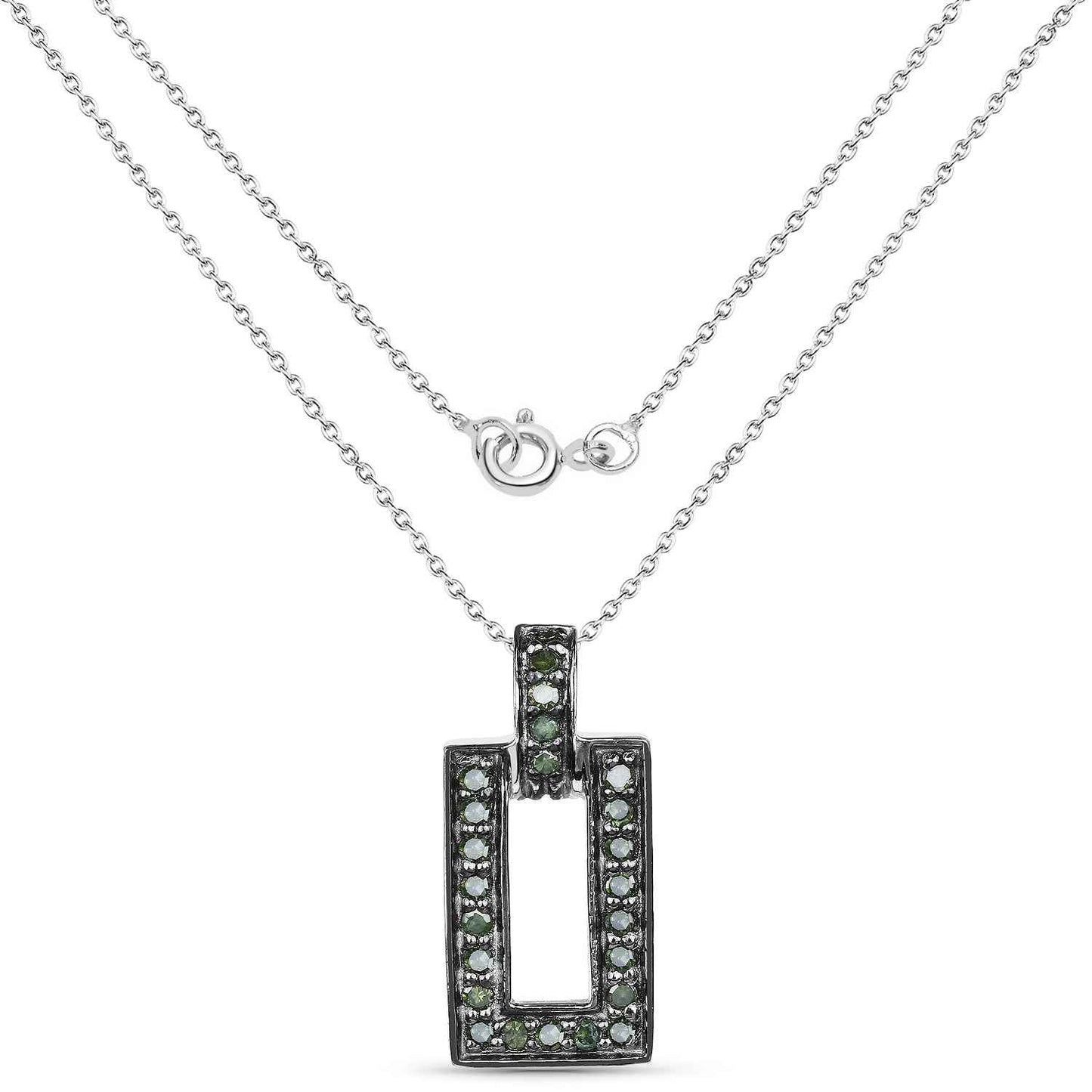 0.36 Carat Genuine Green Diamond .925 Sterling Silver Pendant