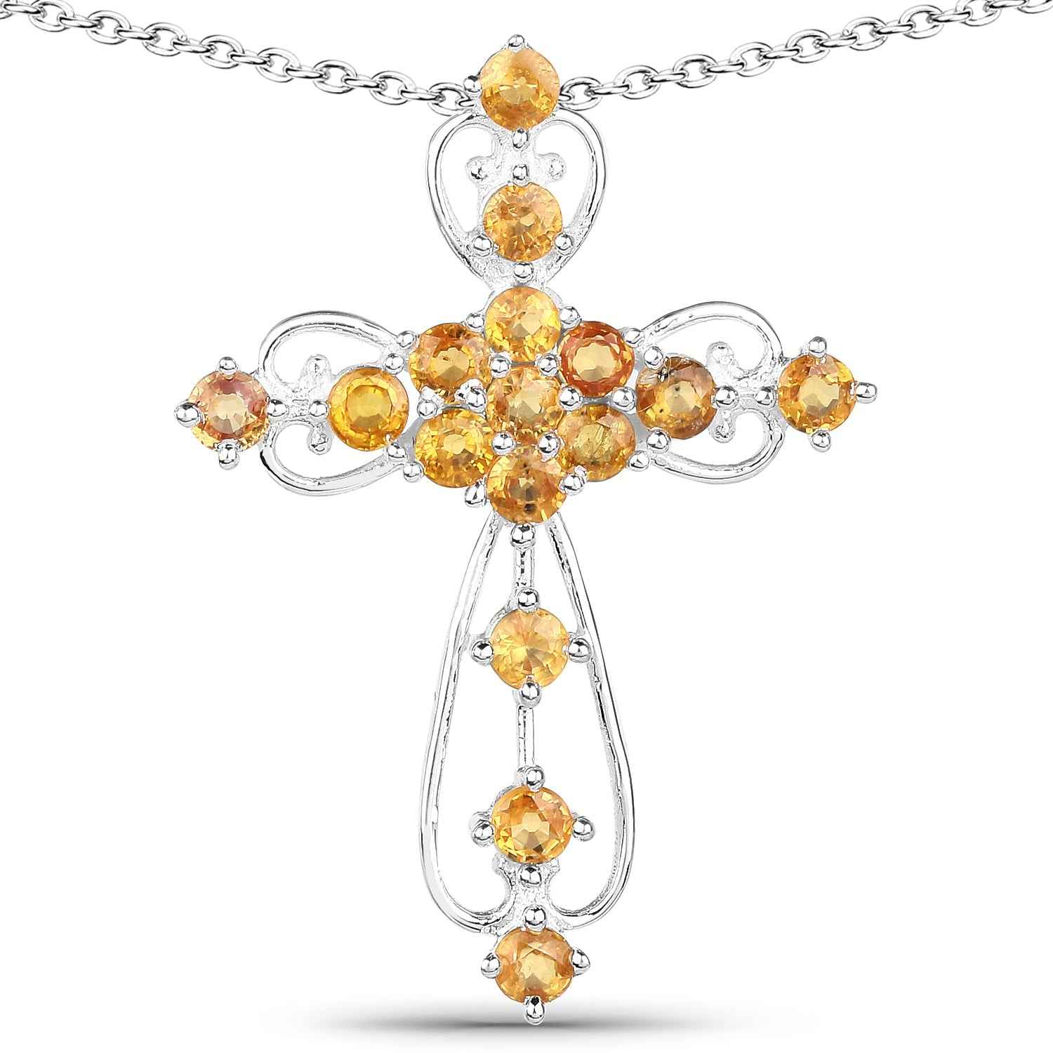 2.24 Carat Genuine Yellow Sapphire .925 Sterling Silver Pendant