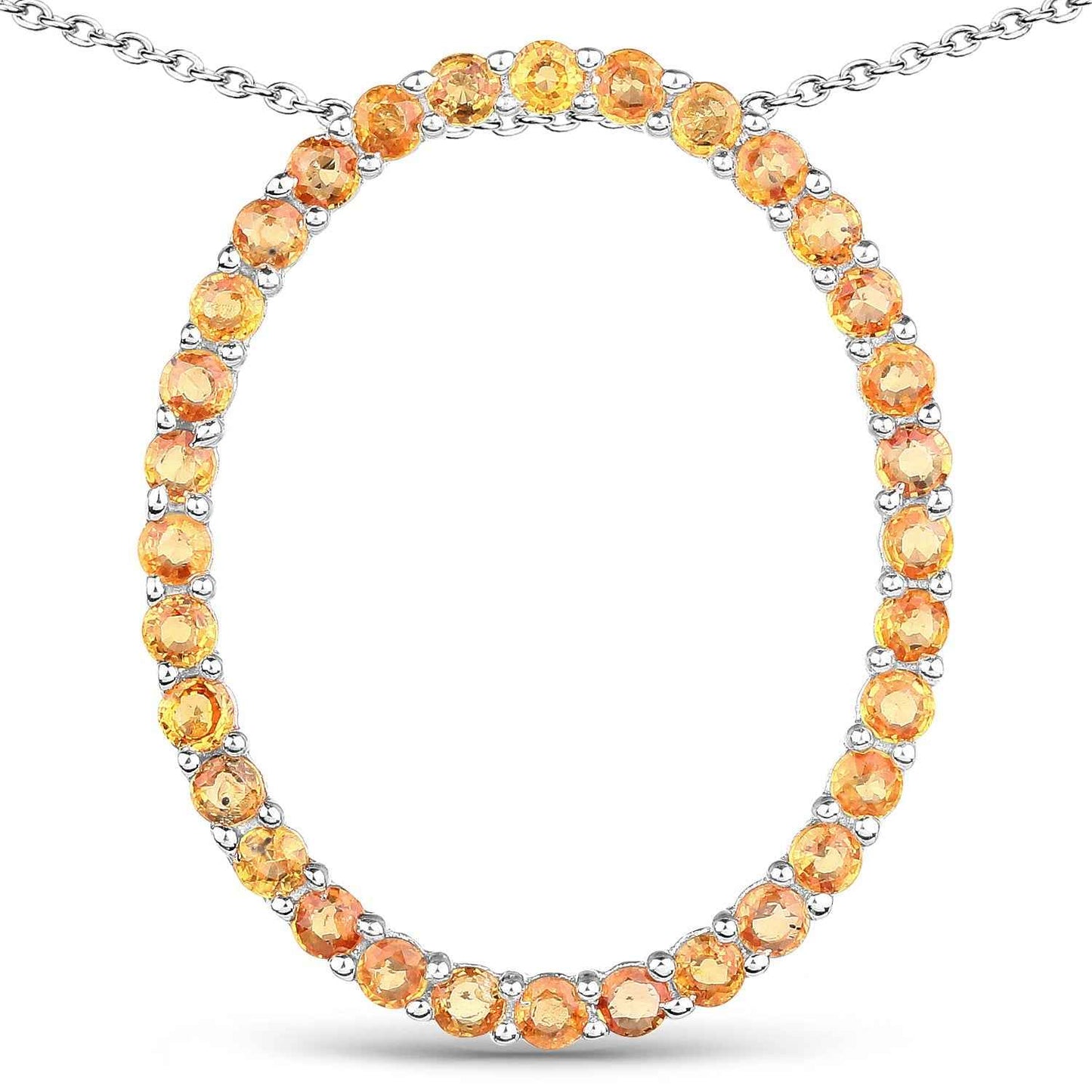 2.88 Carat Genuine Orange Sapphire .925 Sterling Silver Pendant