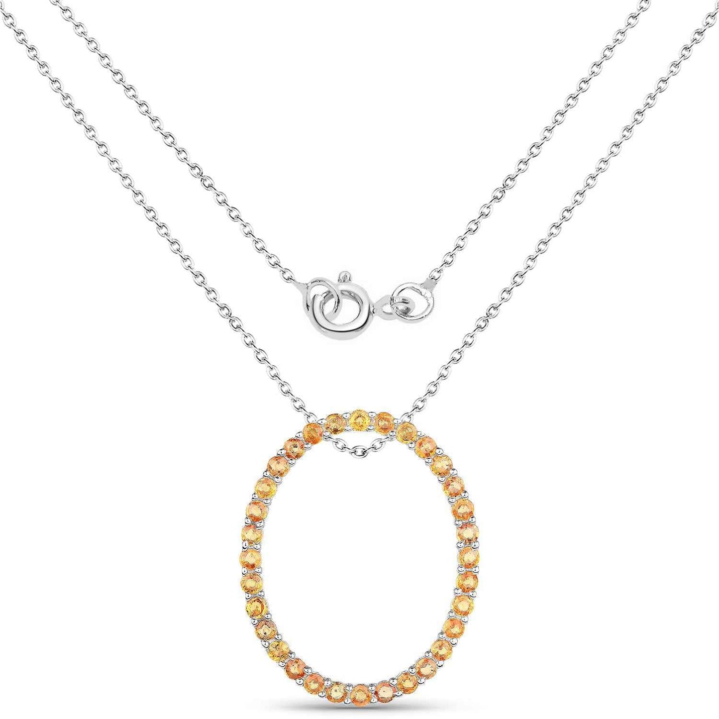 2.88 Carat Genuine Orange Sapphire .925 Sterling Silver Pendant