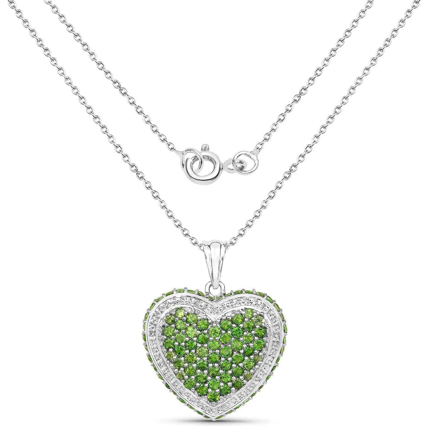 4.62 Carat Genuine Chrome Diopside .925 Sterling Silver Pendant