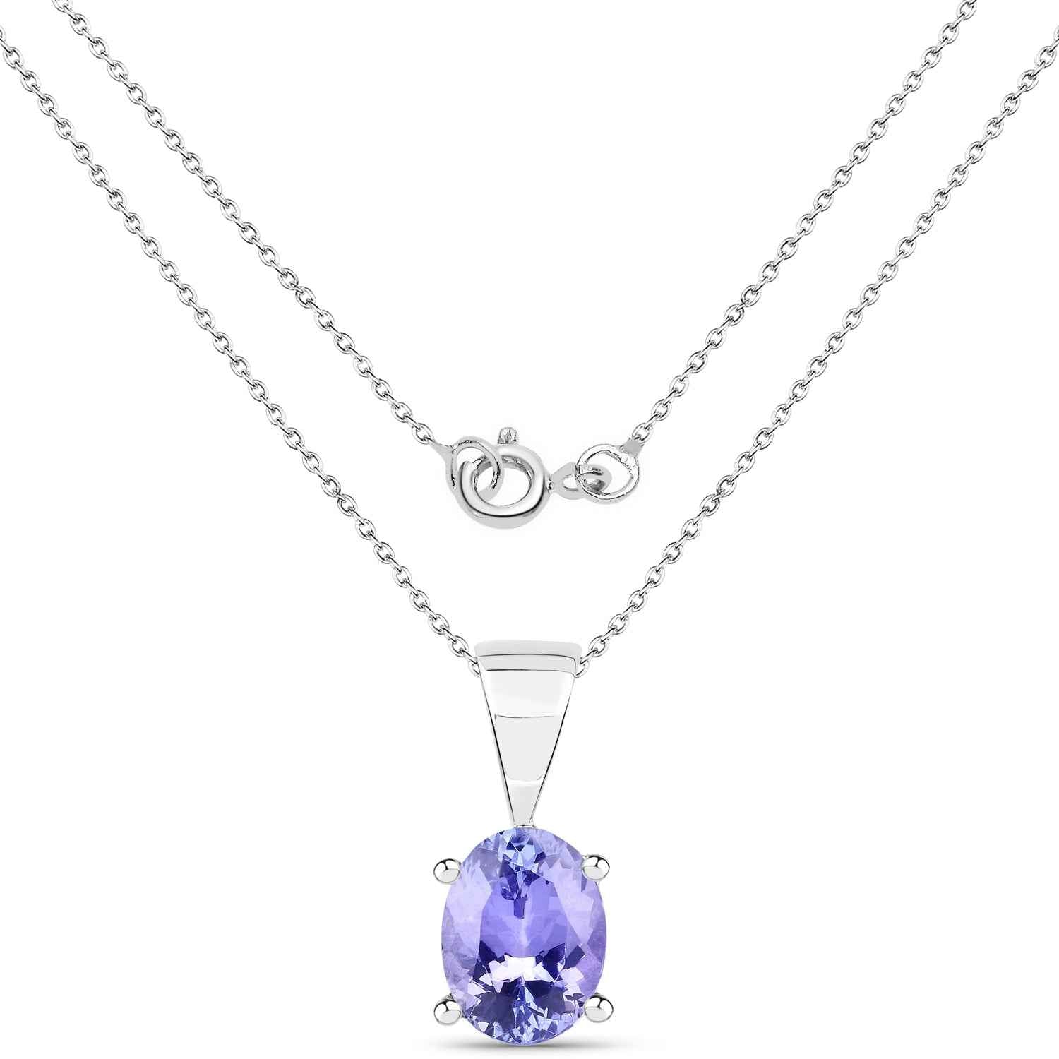 1.15 Carat Genuine Tanzanite .925 Sterling Silver Pendant