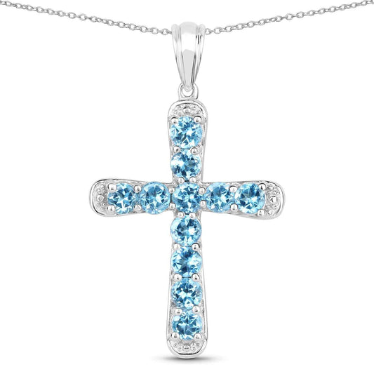 3.85 Carat Genuine Blue Topaz .925 Sterling Silver Pendant