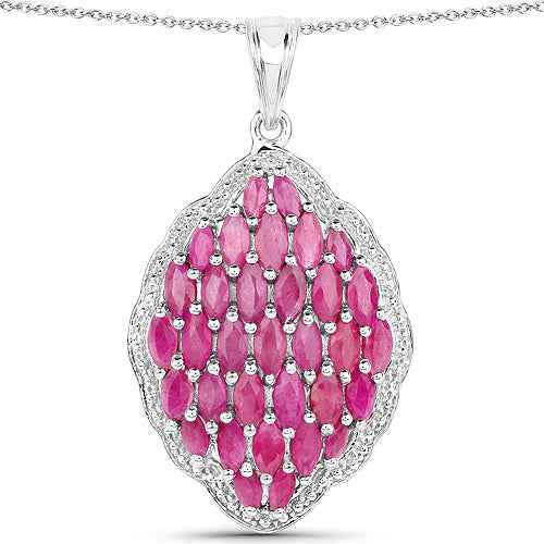 4.46 Carat Genuine Ruby .925 Sterling Silver Pendant