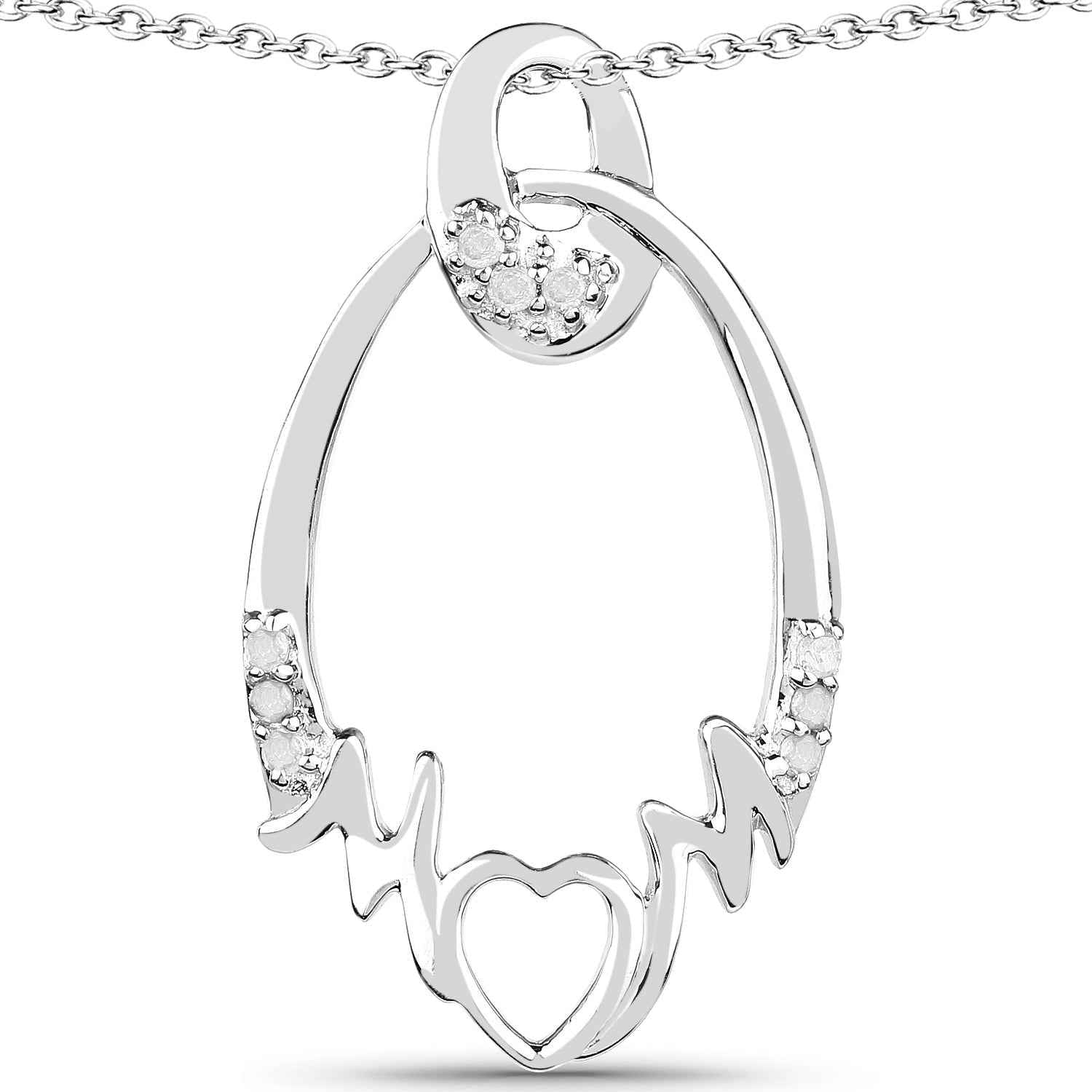 0.14 Carat Genuine White Diamond .925 Sterling Silver Pendant