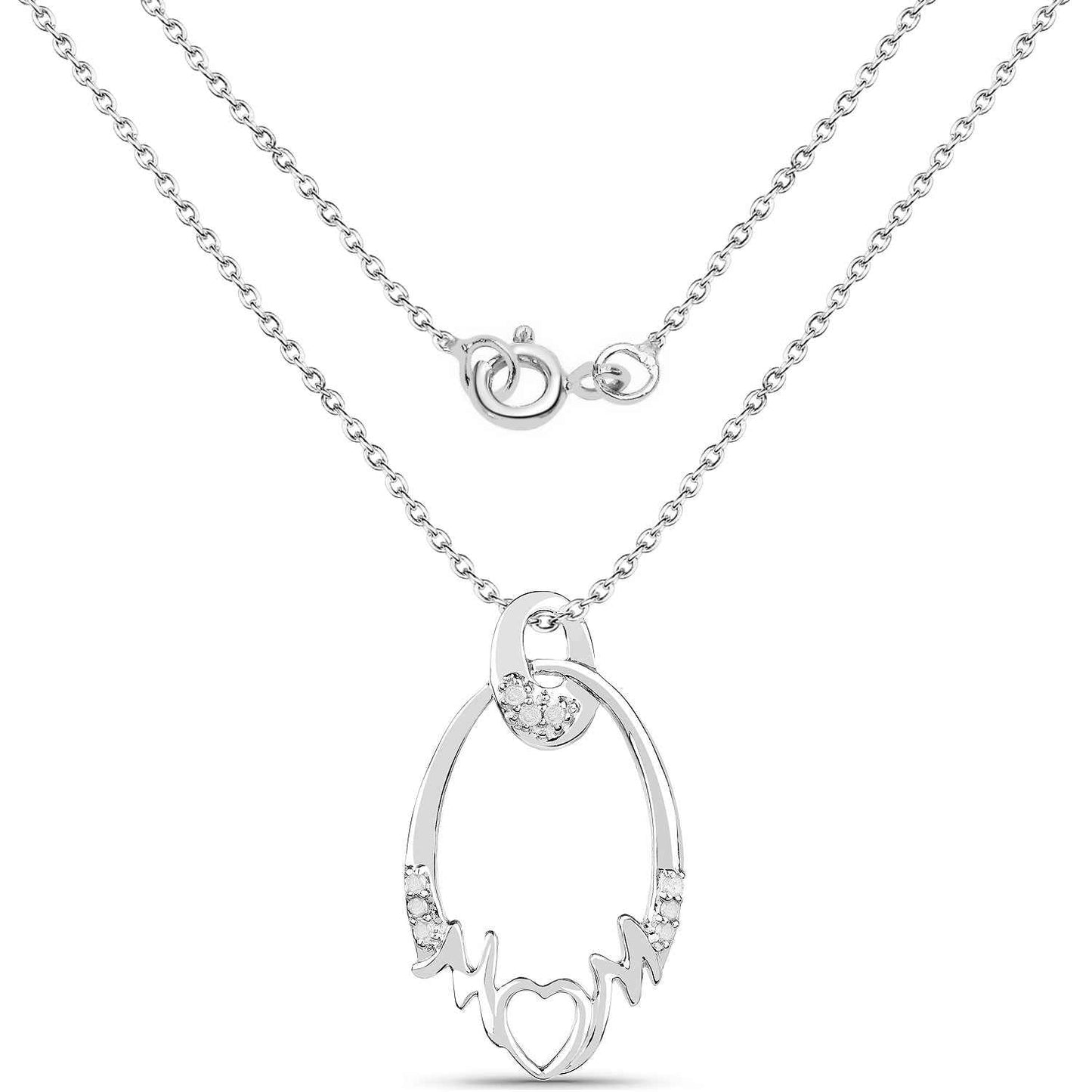 0.14 Carat Genuine White Diamond .925 Sterling Silver Pendant