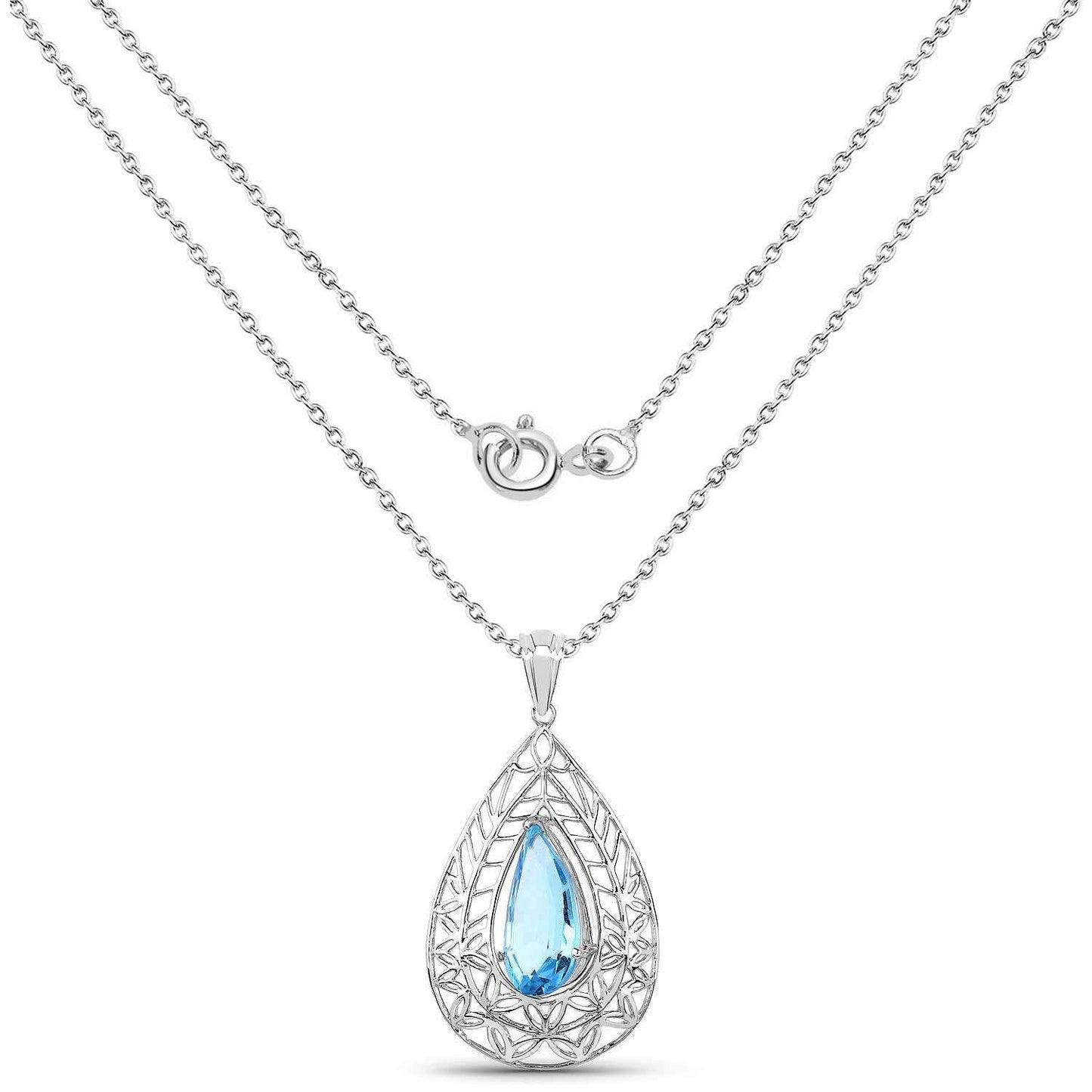 7.20 ct. Genuine Swiss Blue Topaz .925 Sterling Silver Pendant