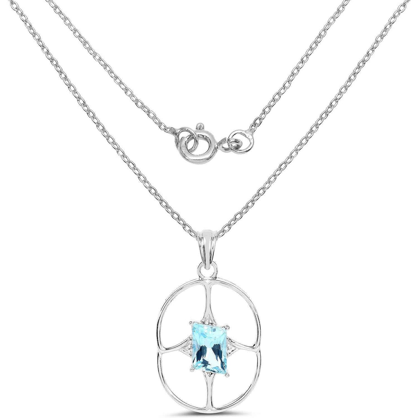5.26 Carat Genuine Swiss Blue Topaz .925 Sterling Silver Pendant