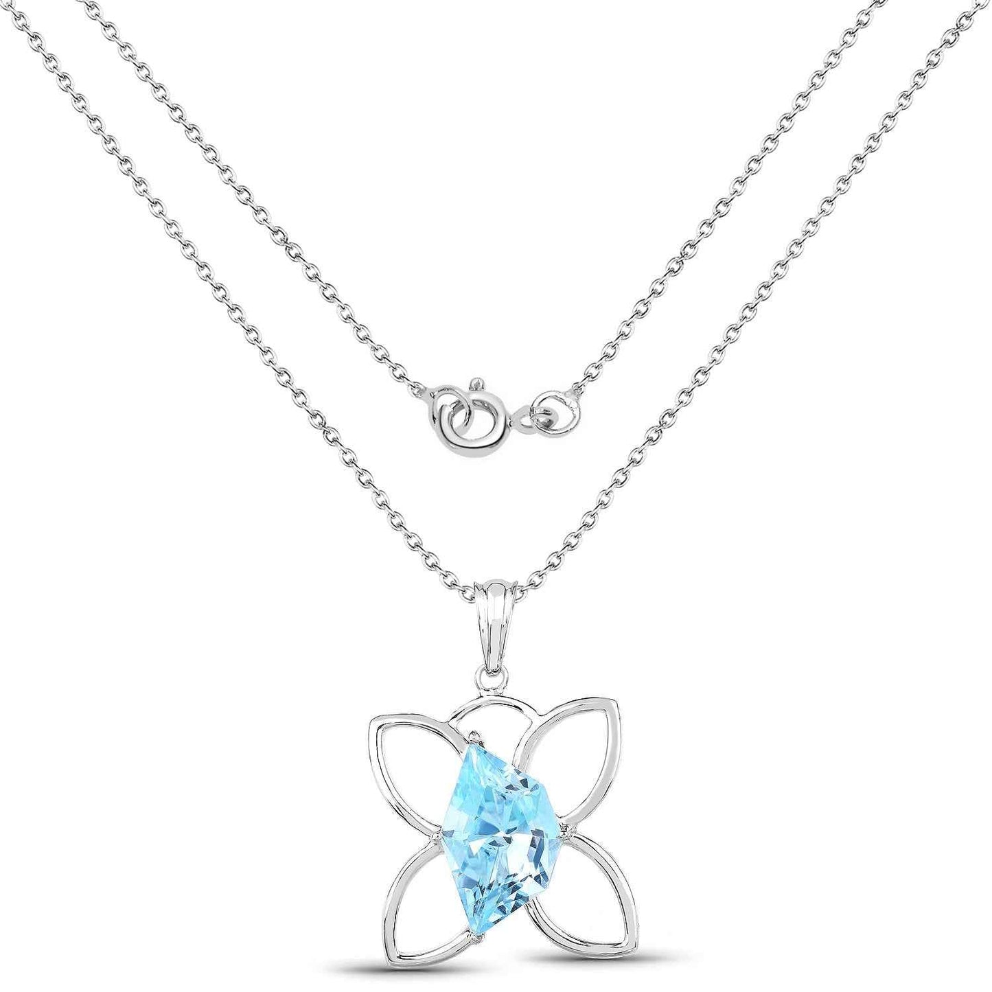 10.58 ct. Genuine Swiss Blue Topaz .925 Sterling Silver Pendant