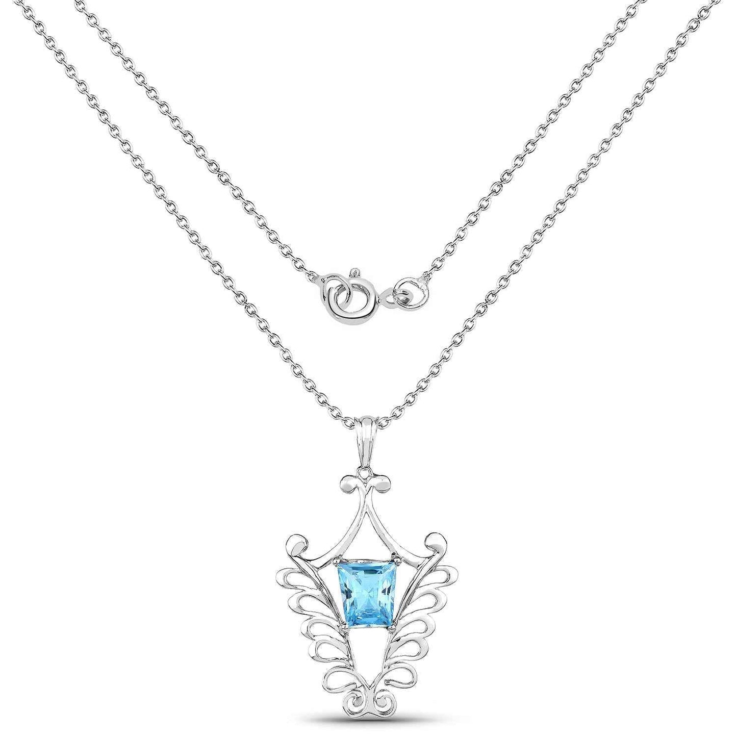 5.68 Carat Genuine Swiss Blue Topaz .925 Sterling Silver Pendant