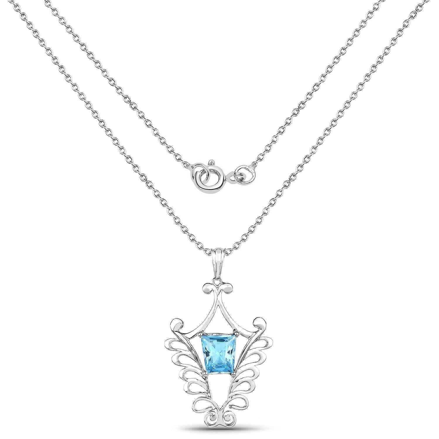 5.68 Carat Genuine Swiss Blue Topaz .925 Sterling Silver Pendant