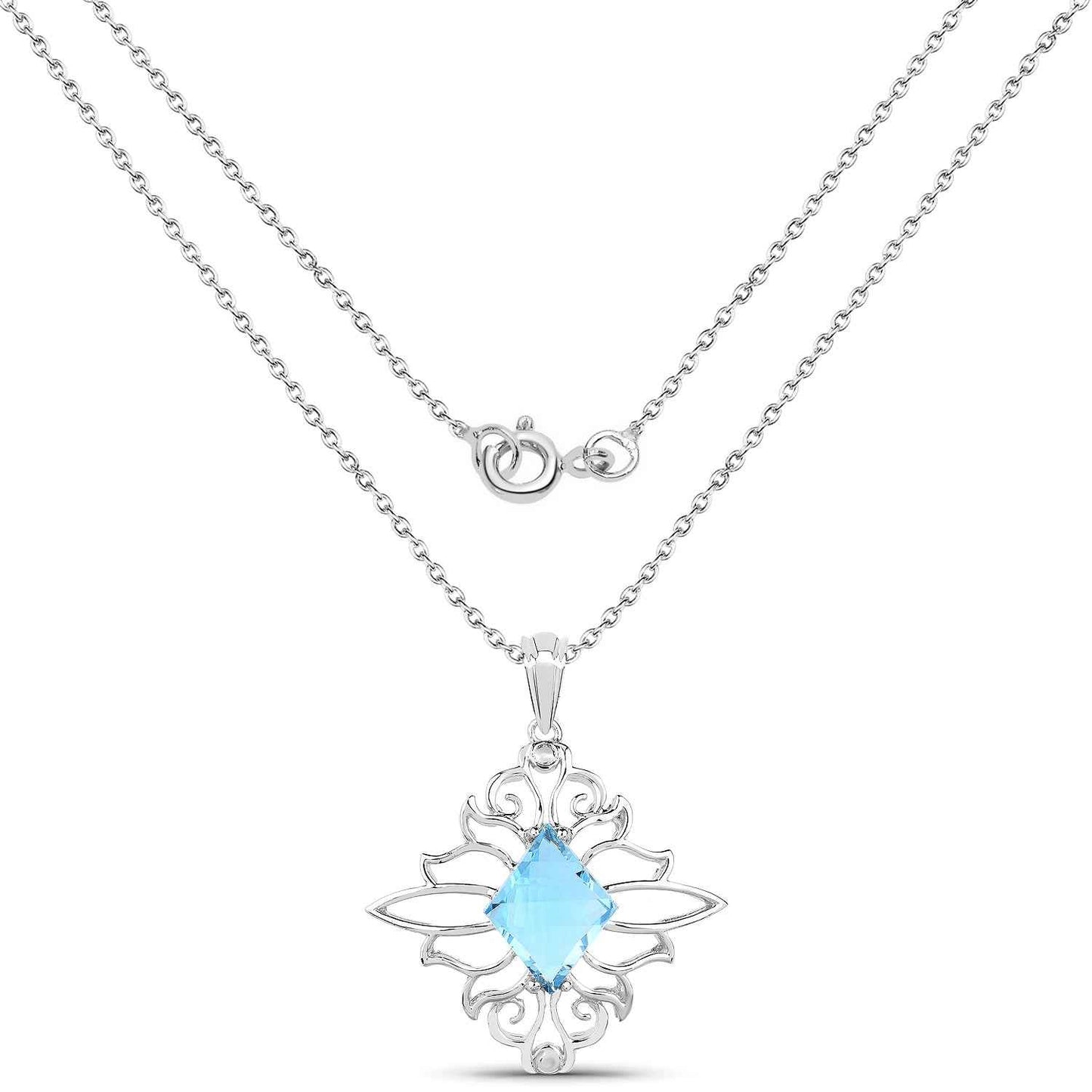 5.15 Carat Genuine Swiss Blue Topaz .925 Sterling Silver Pendant