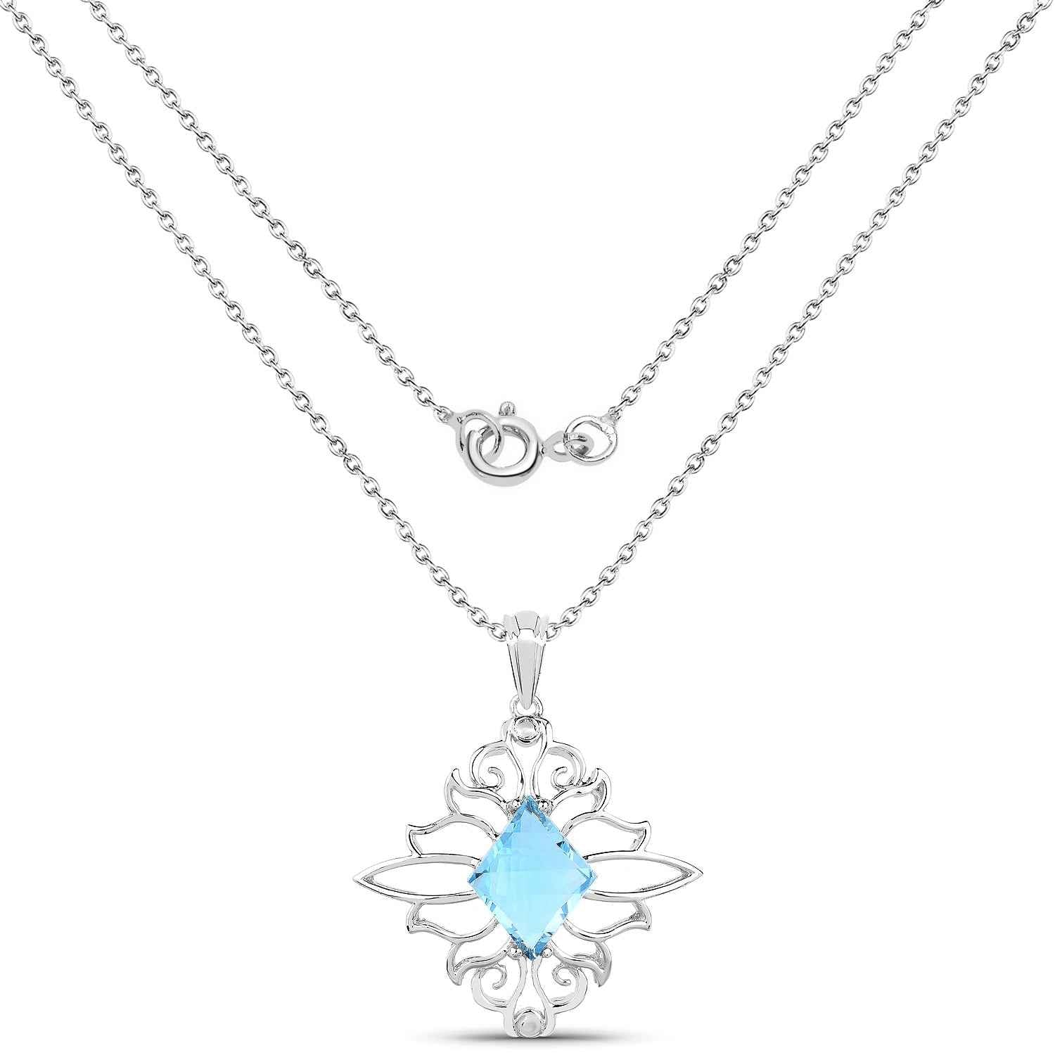 5.15 Carat Genuine Swiss Blue Topaz .925 Sterling Silver Pendant