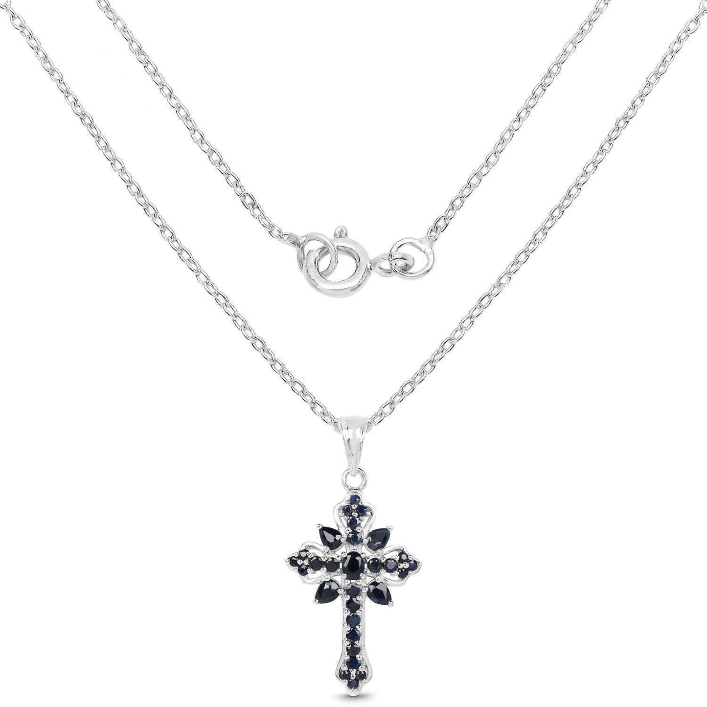 1.52 Carat Genuine Blue Sapphire Sterling Silver Pendant