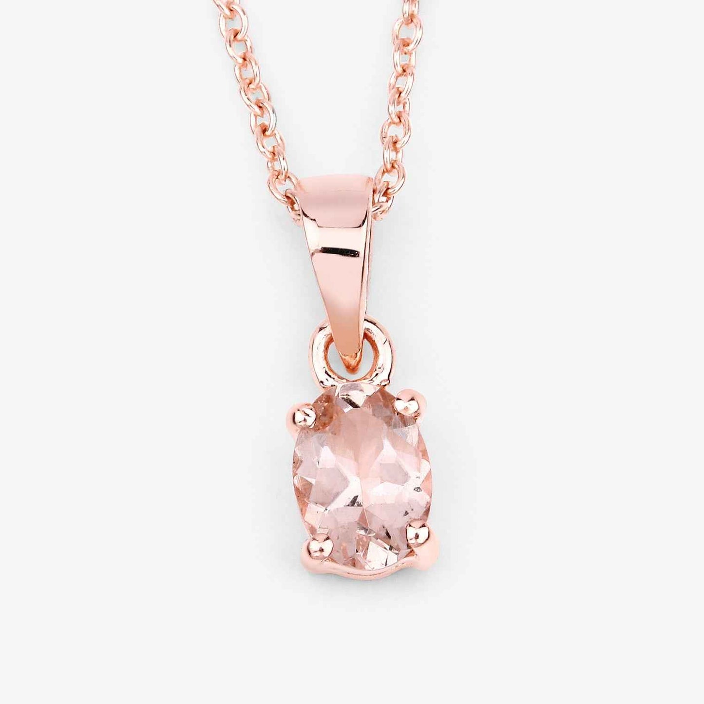 0.70 ct Genuine Morganite .925 Sterling Silver Pendant