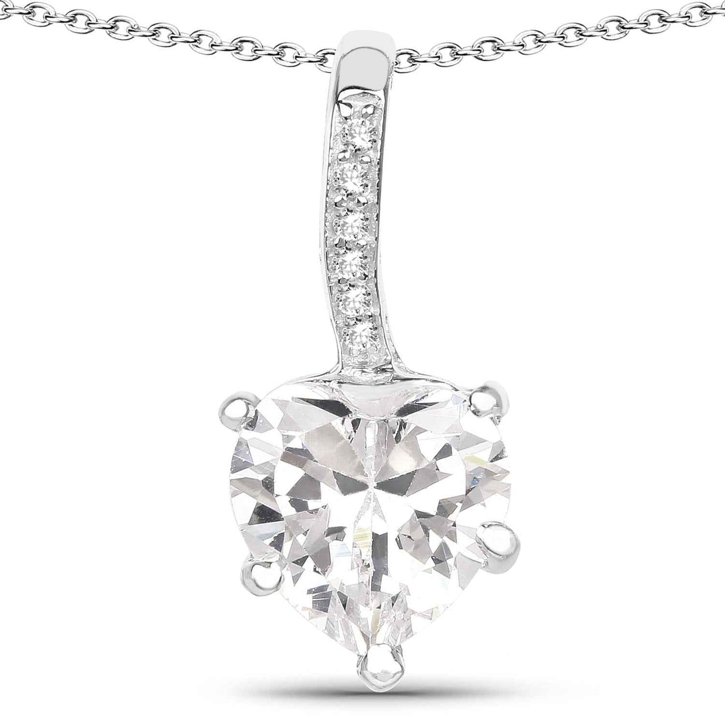 4.46 Carat Genuine White Cubic Zirconia .925 Sterling Silver Pendant