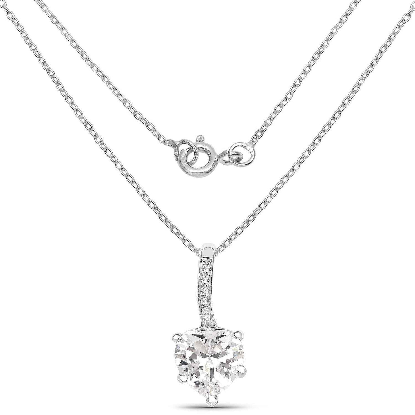 4.46 Carat Genuine White Cubic Zirconia .925 Sterling Silver Pendant