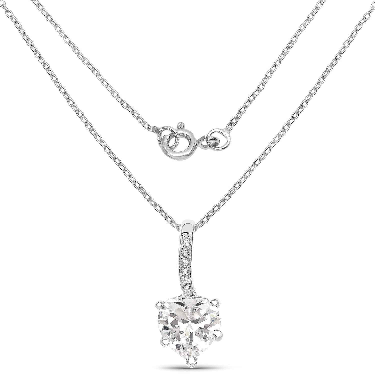 4.46 Carat Genuine White Cubic Zirconia .925 Sterling Silver Pendant