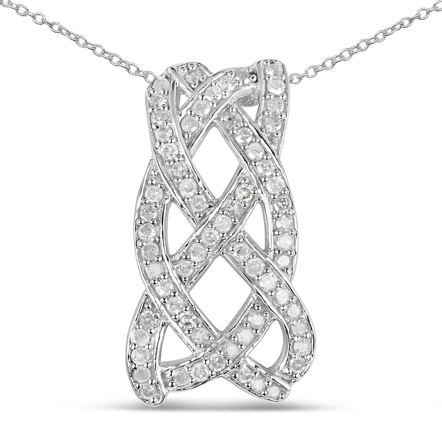 0.54 Carat Genuine White Diamond .925 Sterling Silver Pendant