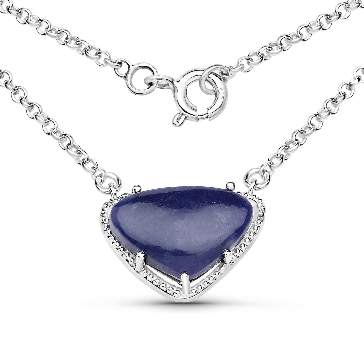 3.92 Carat Genuine Blue Aventurine .925 Sterling Silver Pendant