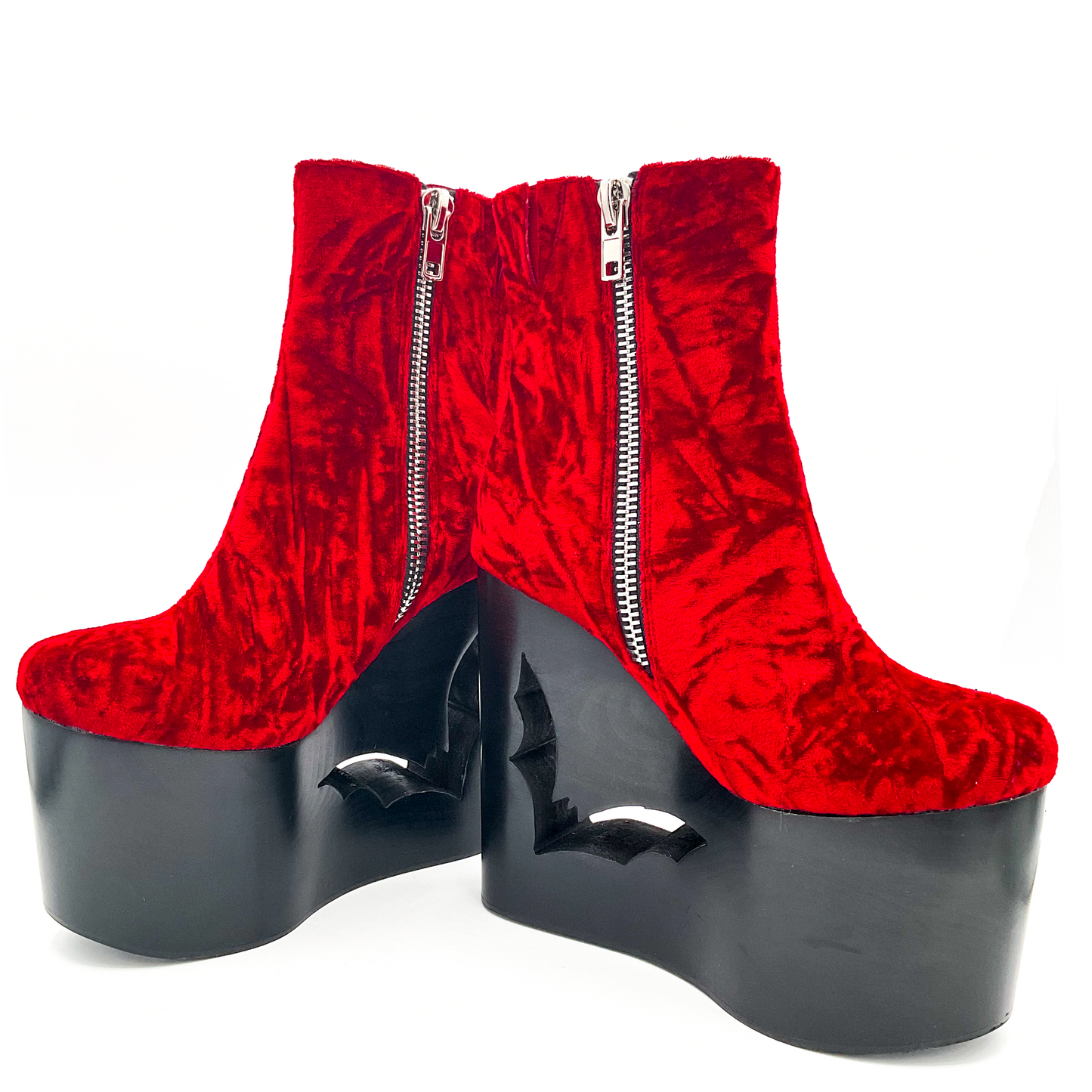 Deadwood Oxblood Velvet Wedge Boot - JUSTLUXURY