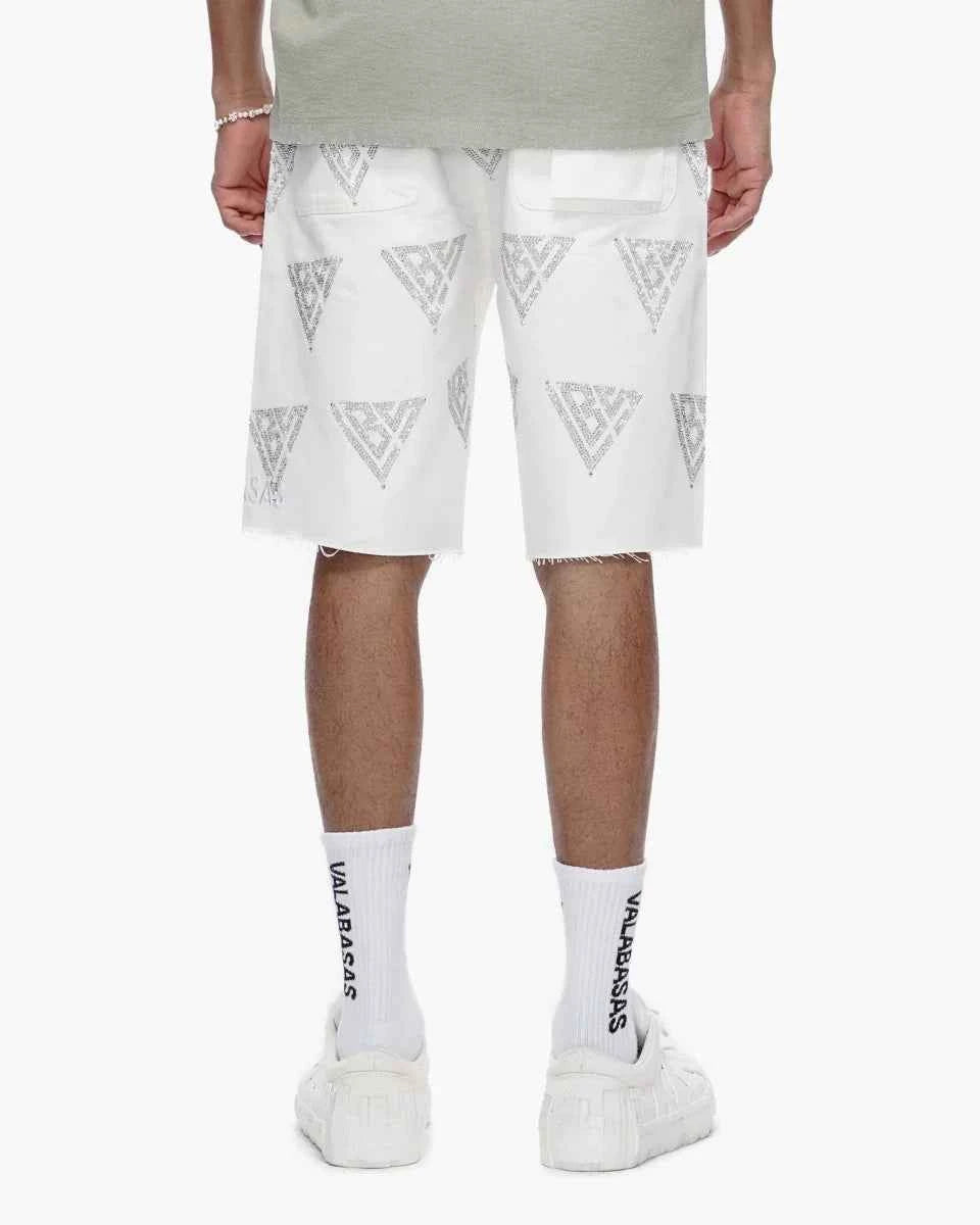 Valabasas Palace Rhinestone Shorts - White