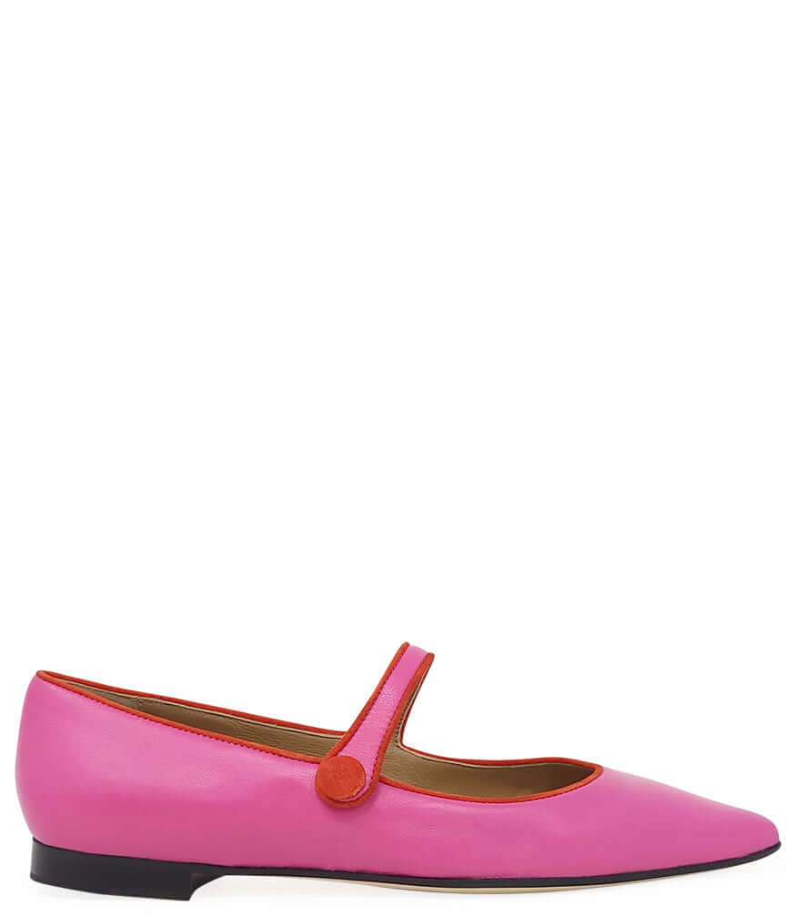 Pink Leather Flat Pointy Ballet - JUSTLUXURY