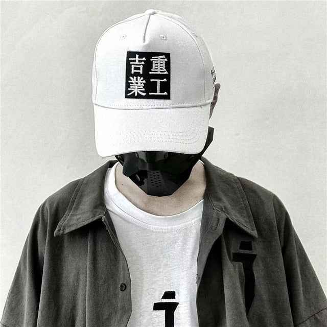 Chinese Block Baseball Cap (White/Black)
