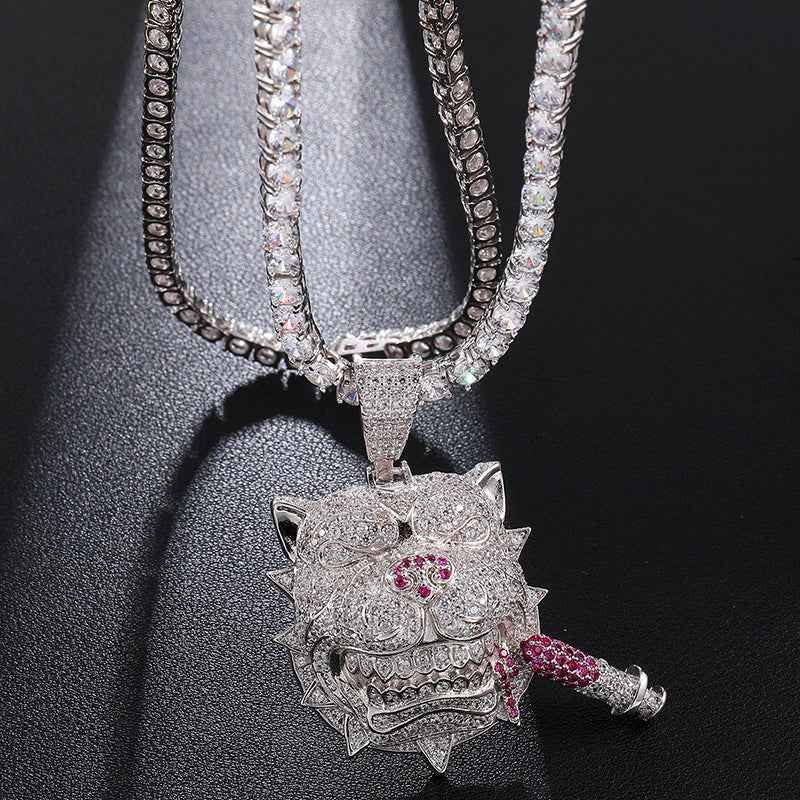 Ice Shark. Zircon CZ Dog Necklace