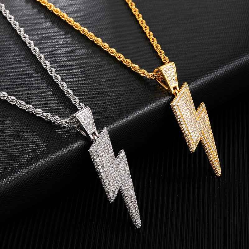 Ice Shark. Lightning Bolt Necklace