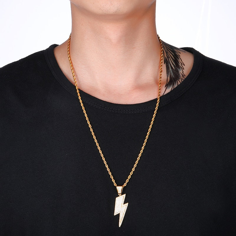 Ice Shark. Lightning Bolt Necklace