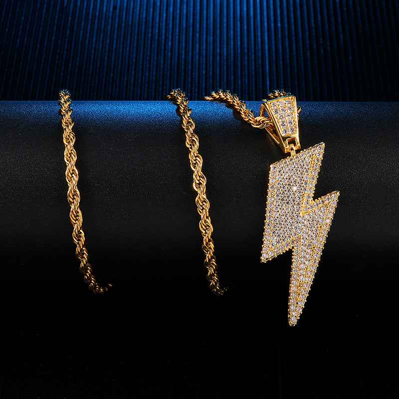 Ice Shark. Lightning Bolt Necklace