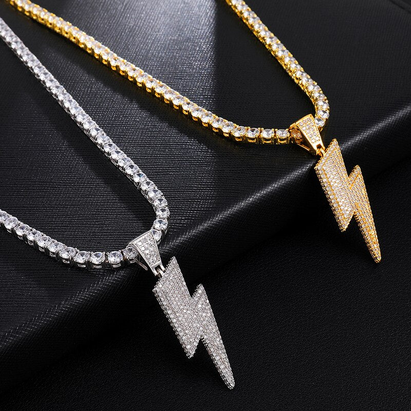 Ice Shark. Lightning Bolt Necklace