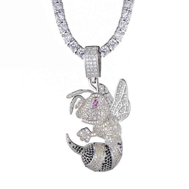 Ice Shark. Iced Hornet Necklace