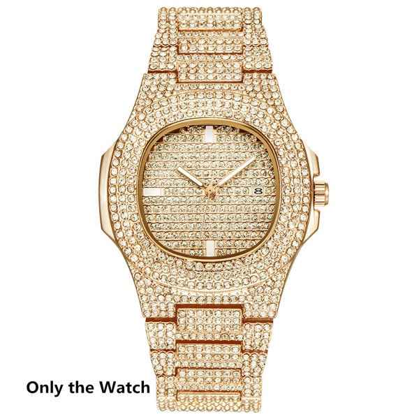 Ice Knight. Iced Out Watch Set (Silver/Gold)