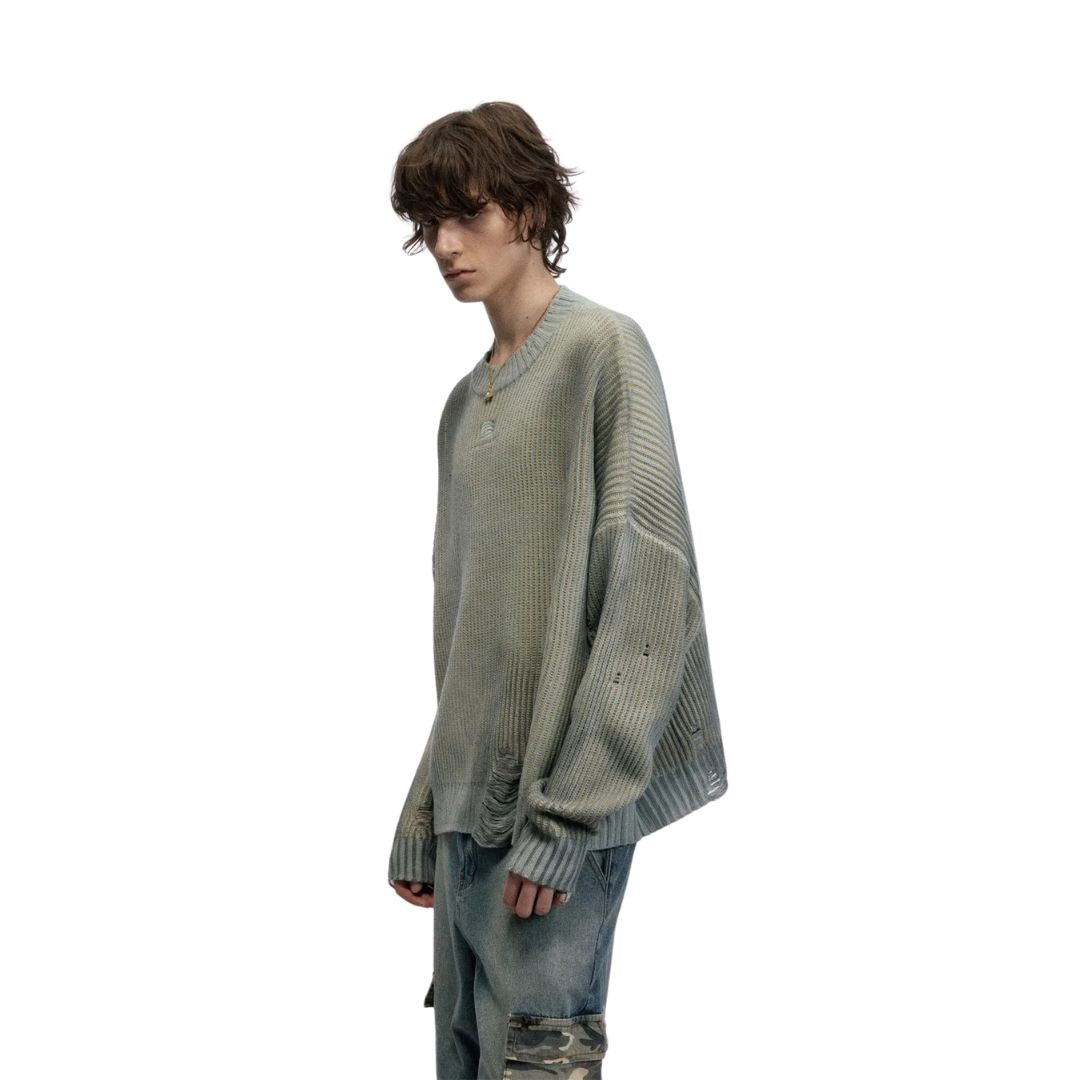 Faded Ribbed Knit Sweater
