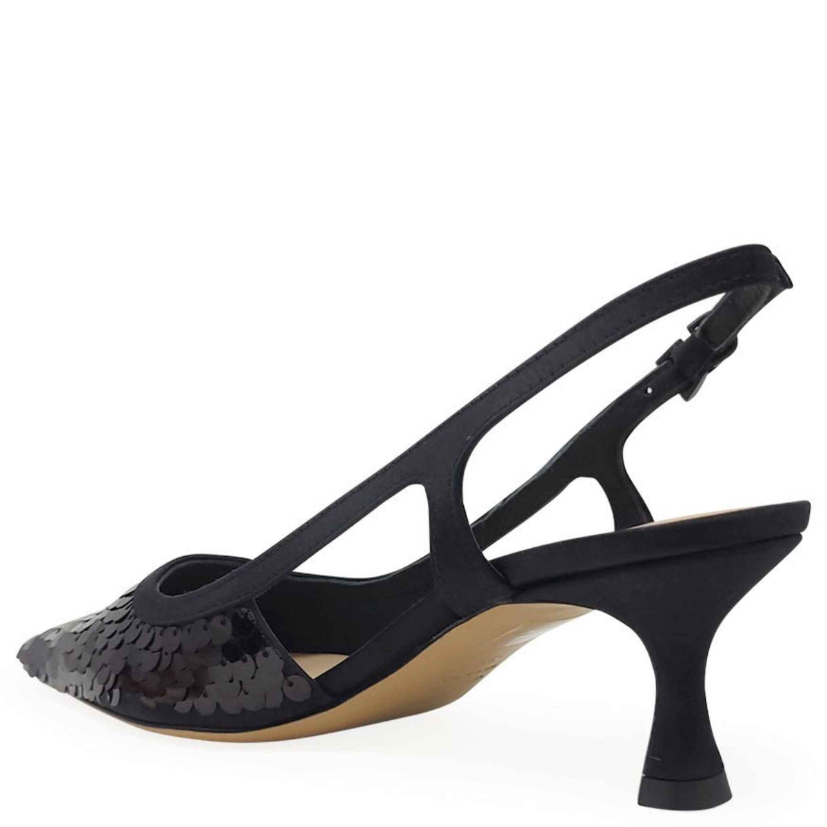 Roberto Festa Black Sequence Snip Toe Slingback Heel