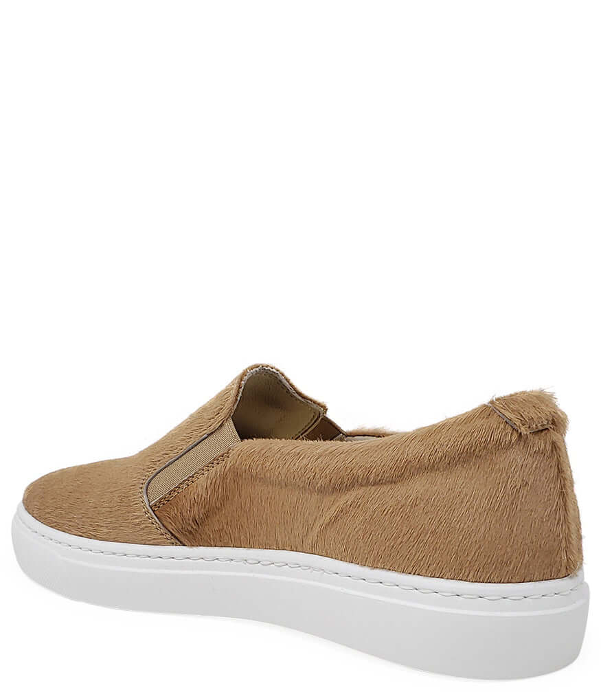 Sand Short Hair Calf Slip On Sneaker - JUSTLUXURY