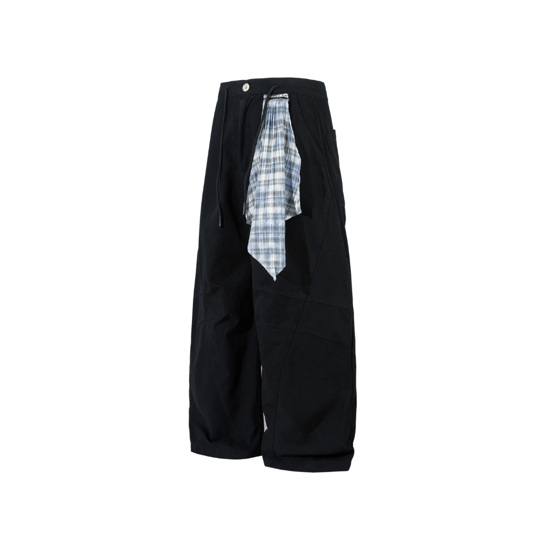 Plaid Hankie Wide-Leg Pants