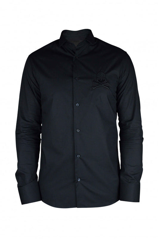 Philipp Plein Men Diamond Cut Ls Skull Shirt