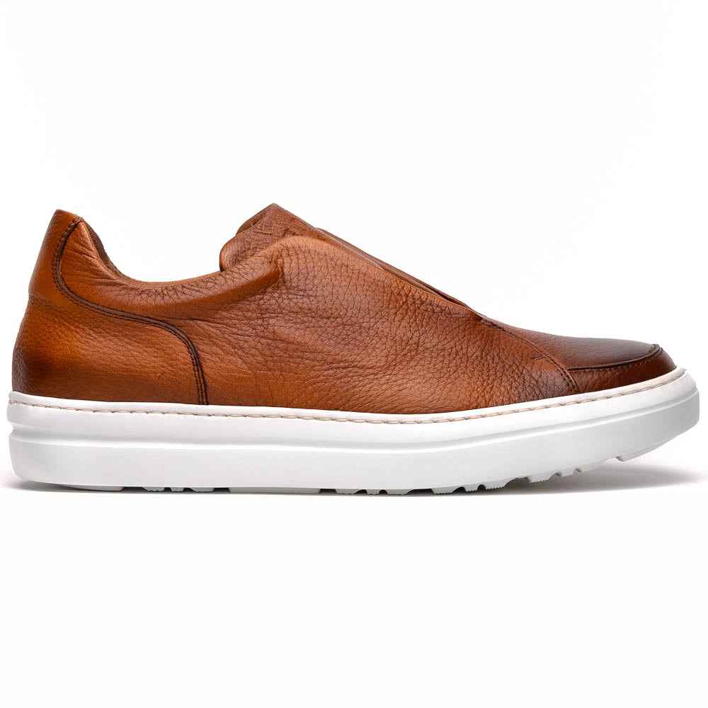 65-225-CGN SPETTACOLARE Italian Pebble Grain Calfskin Sneakers Cognac